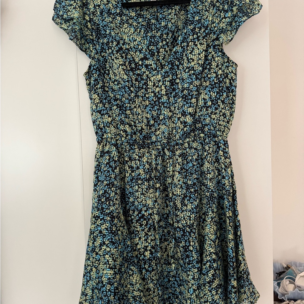 Steve Madden Blue and Green Patterned Dress with tie front